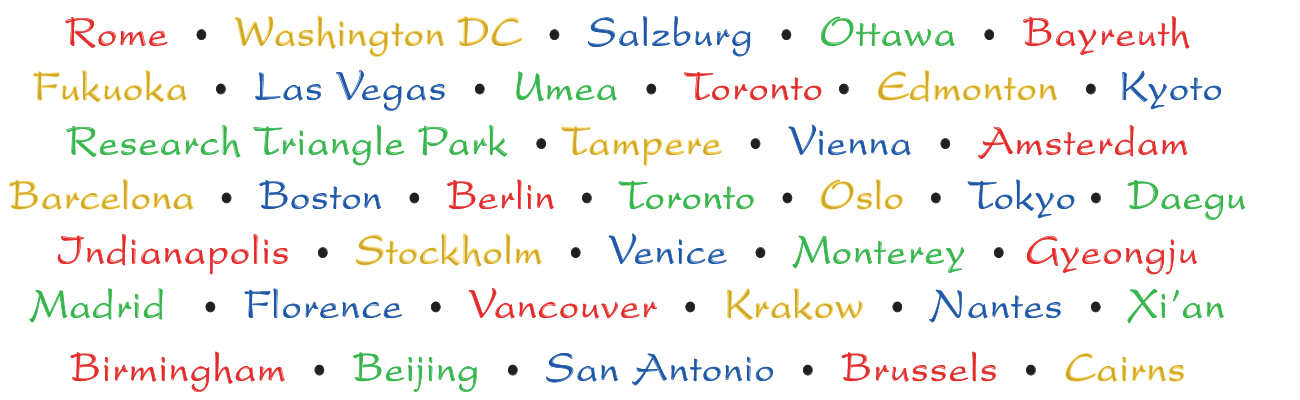 All the symposium cities